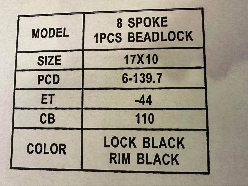 17X10 Imitation Bead lock Steel Rim 6x139.7 Gloss Black ET -44