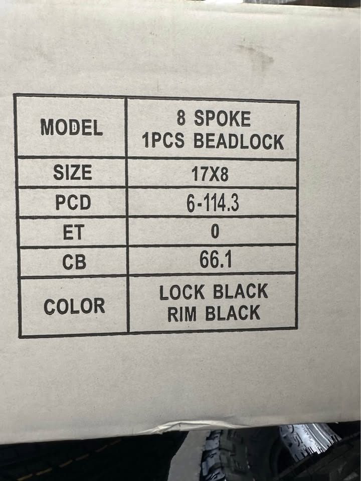 17x8 Imitation Bead lock Steel Rim 6x114.3 Gloss Black ET 0