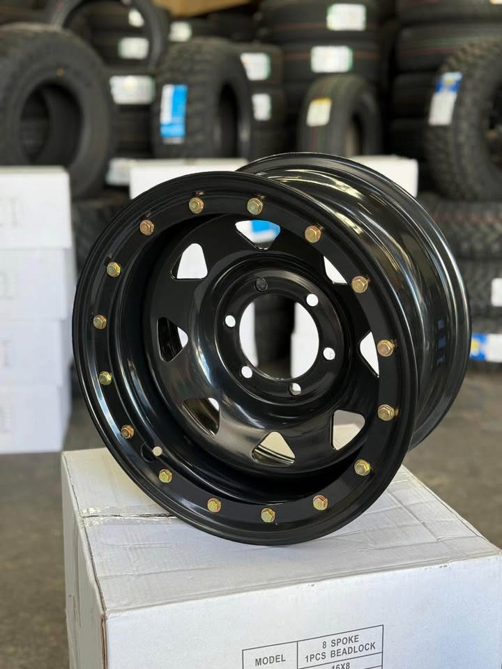 16x8 Imitation Beadlock Steel Rim 6x139.7 Gloss Black ET -22