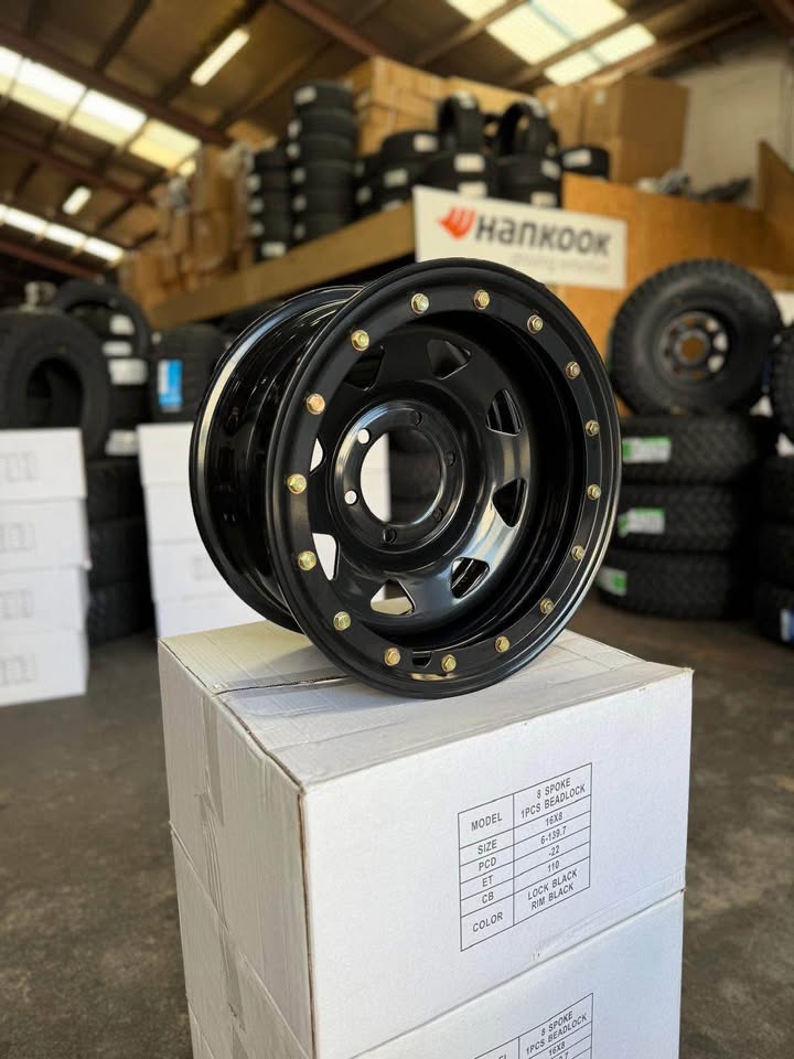16x8 Imitation Beadlock Steel Rim 6x139.7 Gloss Black ET -22