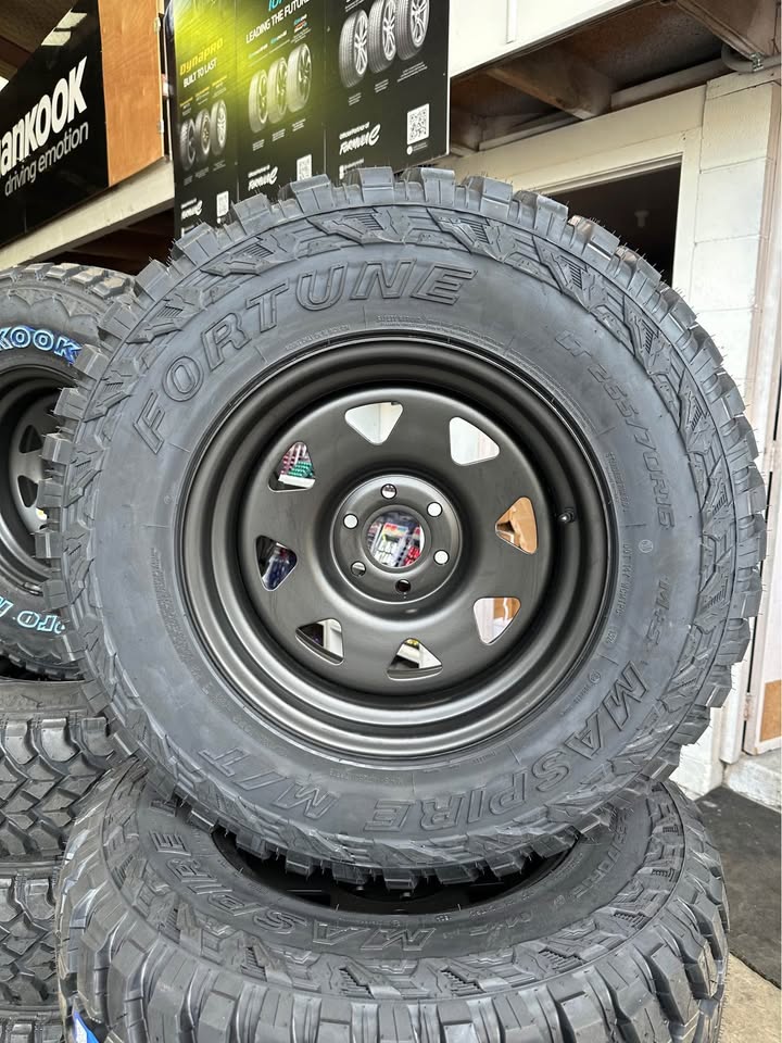 NISSAN NAVARA 265/70R16 Mud Tyres & 16x8 Steel Rims Combo Deal- Price Includes shipping to Mainfreight depot