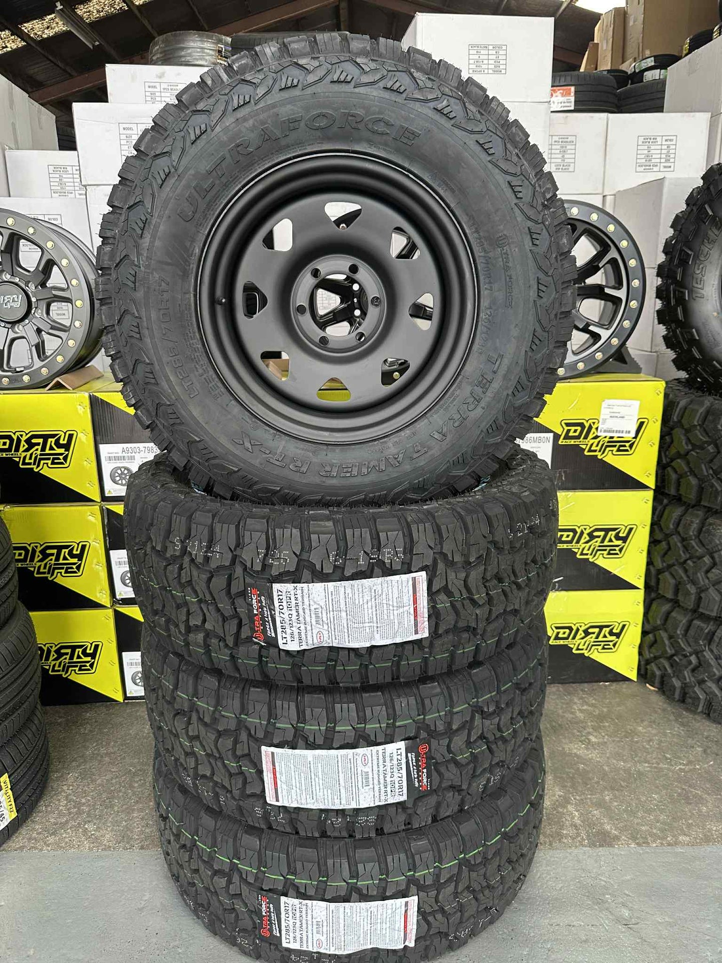 285/70R17 ULTRA FORCE TERRA TAMER R/T TYRE & 17X8 STEEL RIMS COMBO DEAL