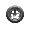 Car tire with alloy wheel on a white background