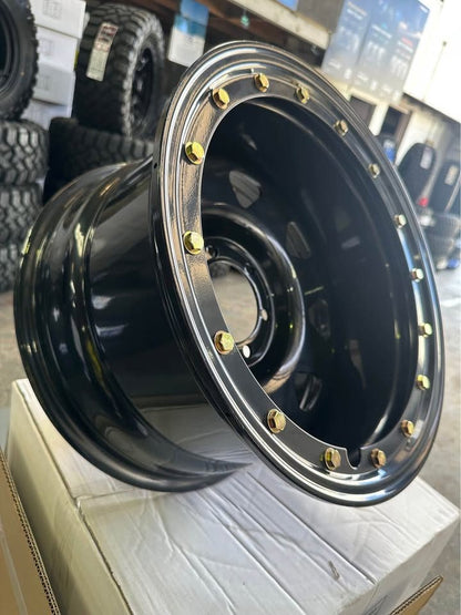 17X10 Imitation Bead lock Steel Rim 6x139.7 Gloss Black ET -44