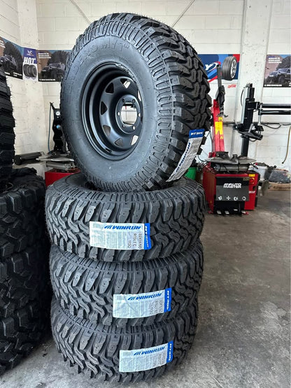 32x11.5R15 Mud Tyres & 15x8 Steel Rims Combo Deal- Price Includes shipping to Mainfreight depot