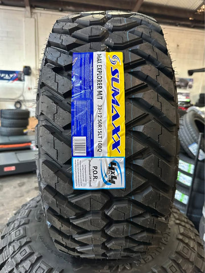 33x12.5R15 Sumaxx Mud Tyres & 15x10 Imitation Beadlock Steel Rims Combo Deal- Price Includes shipping to Mainfreight depot