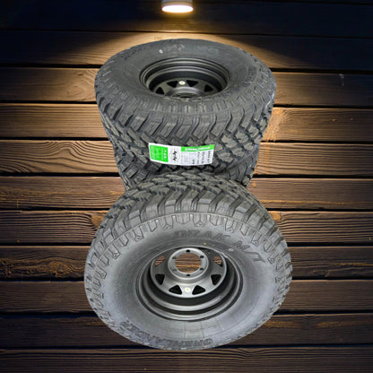 33x12.5R15 Greenlander Mud Tyres 4 New Tyres & 15x8 Steel Wheels 6x139.7 Et -20 or 0 Matte Black- 4 New Steel Wheels