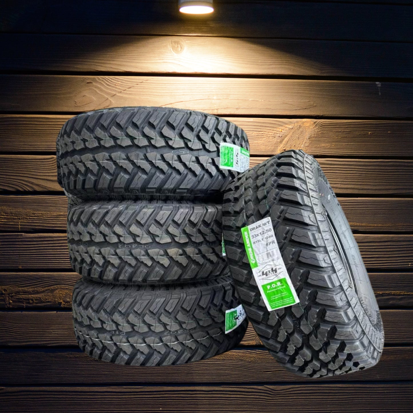 33x12.5R15 Greenlander Mud Tyres 4 New Tyres & 15x8 Steel Wheels 6x139.7 Et -20 or 0 Matte Black- 4 New Steel Wheels