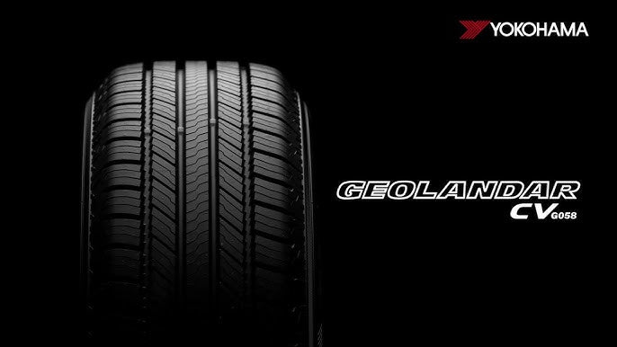 Yokohama Geolandar CV005 tire on a black background with the Yokohama logo.