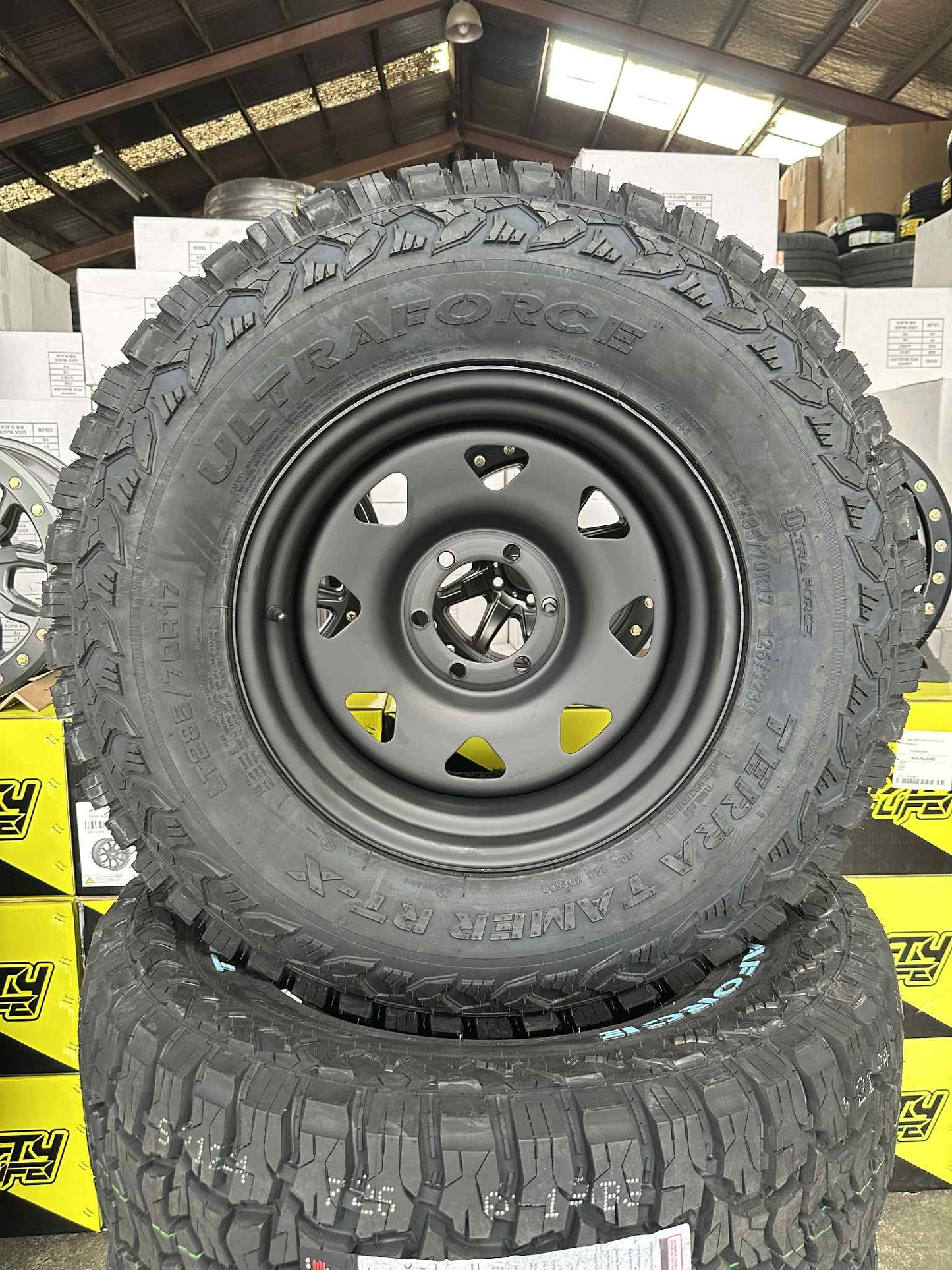285/70R17 ULTRA FORCE TERRA TAMER R/T TYRE & 17X8 STEEL RIMS COMBO DEAL